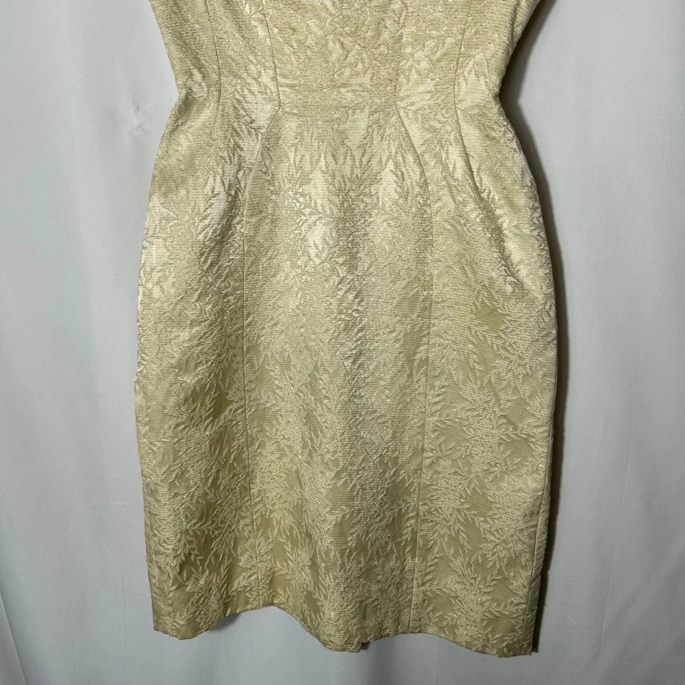 Suzy Perette Dress 6 Vintage Gold Metallic Brocade 1950s Wiggle Cocktail
